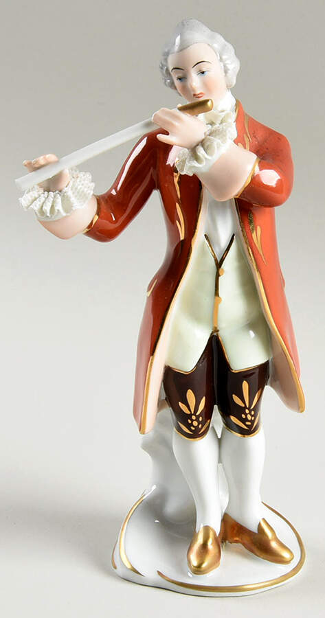 Dresden Figurines Man Playing Flute - No Box by Dresden (German)-1