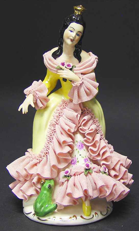 Dresden Figurines Princess & The Frog-Yellow Dress - No Box by Dresden (German)-1
