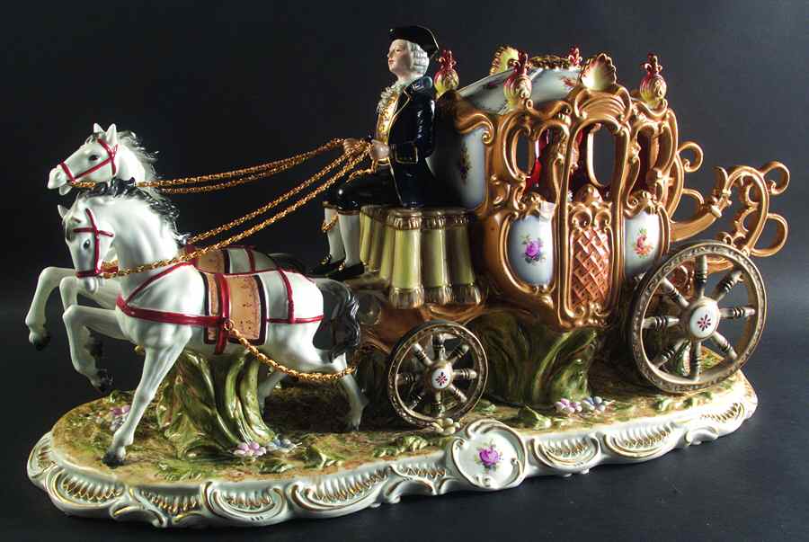 Dresden Figurines Horse Drawn Carriage - No Box by Dresden (German)-1