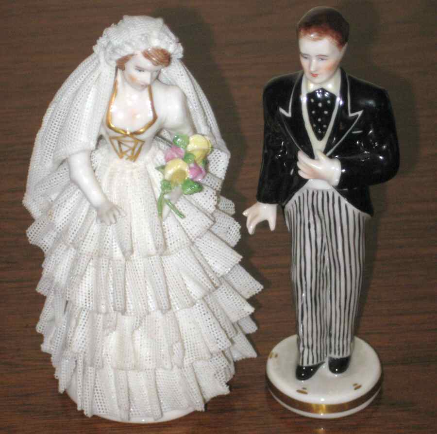 Dresden Figurines Bride & Groom-Pair - No Box by Dresden (German)-1