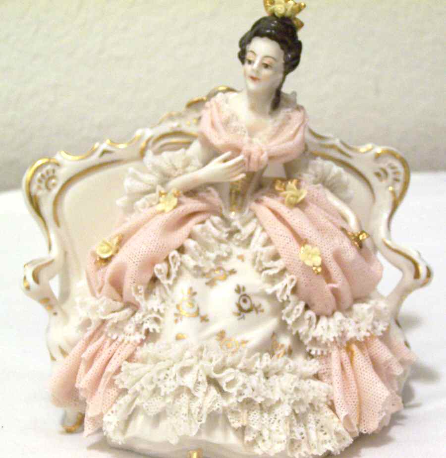 Dresden Figurines Lady-Pink Dress - No Box by Dresden (German)-1