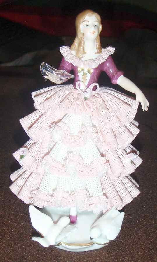 Dresden Figurines Cinderlla W/ Glass Slipper - No Box by Dresden (German)-1