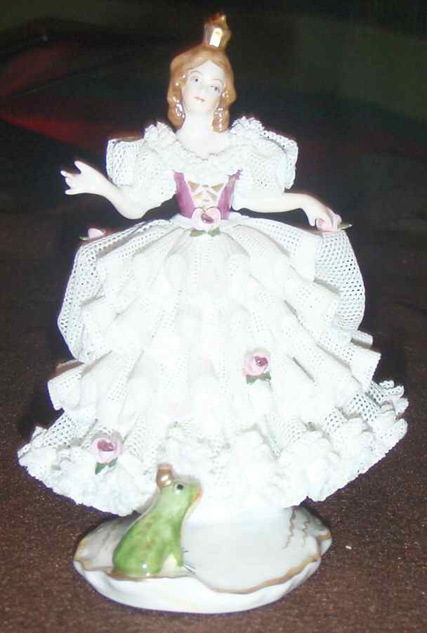 Dresden Figurines Princess & The Frog-White Dress - No Box by Dresden (German)-1