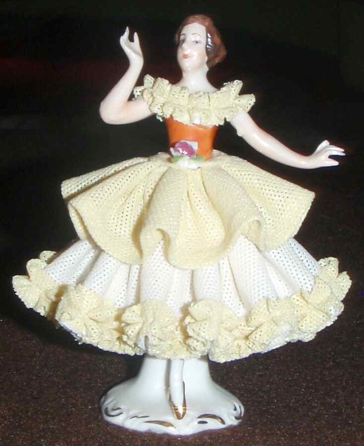 Dresden Figurines Ballerina-Yellow Dress - No Box by Dresden (German)-1