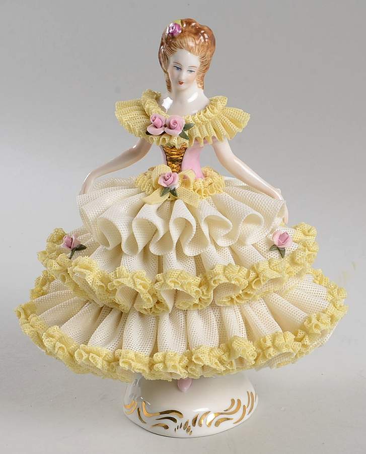 Dresden Figurines Dresden Lace/Yellow Ruffle - No Box by Dresden (German)-1