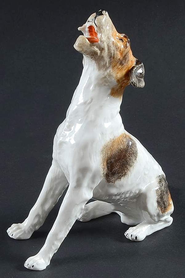 Dresden Figurines Terrier-Howling - No Box by Dresden (German)-1