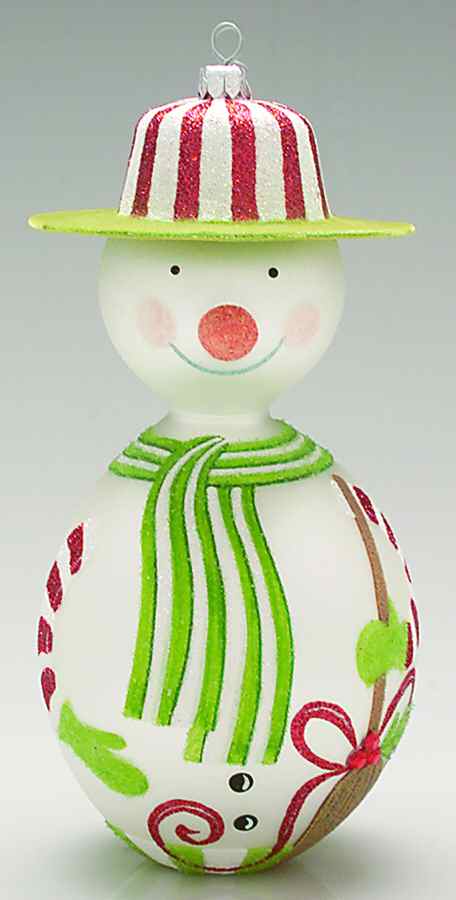 Blown Glass Ornaments Lollysticks Snowman-Green - No Box by Department 56-1