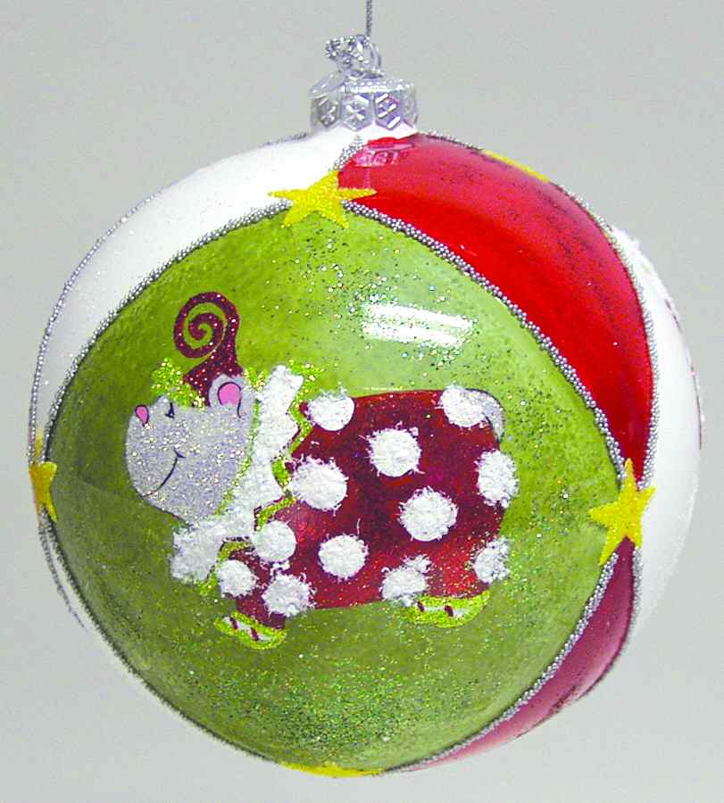 Kringles Blown Glass Ornaments Dog Jumbo Ball - No Box by Patience Brewster-1