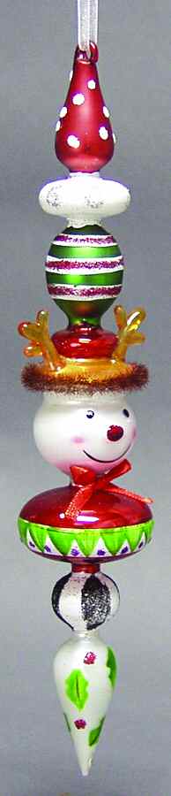 Blown Glass Ornaments Snowman Icicle Reindeer Hat - No Box by Department 56-1