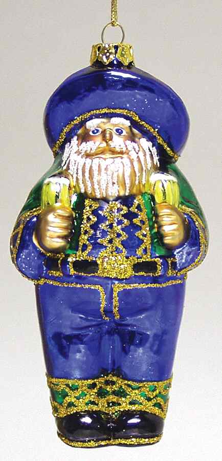 Blown Glass Ornaments Mariachi Santa-Blue - Boxed by Department 56-1