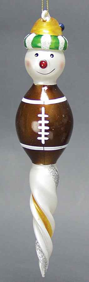 Blown Glass Ornaments Snowman Football - Boxed by Department 56-1