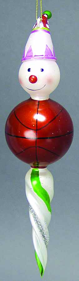 Blown Glass Ornaments Snowman Basketball - No Box by Department 56-1