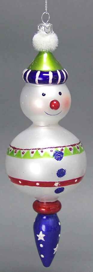 Blown Glass Ornaments Blue Stars Snowman - Boxed by Department 56-1