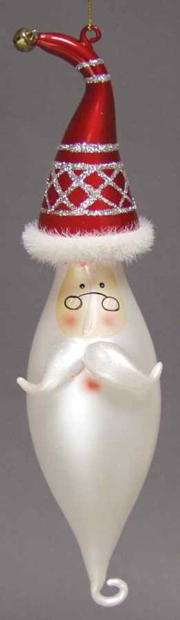 Blown Glass Ornaments Finial Santa Head  - Boxed by Department 56-1