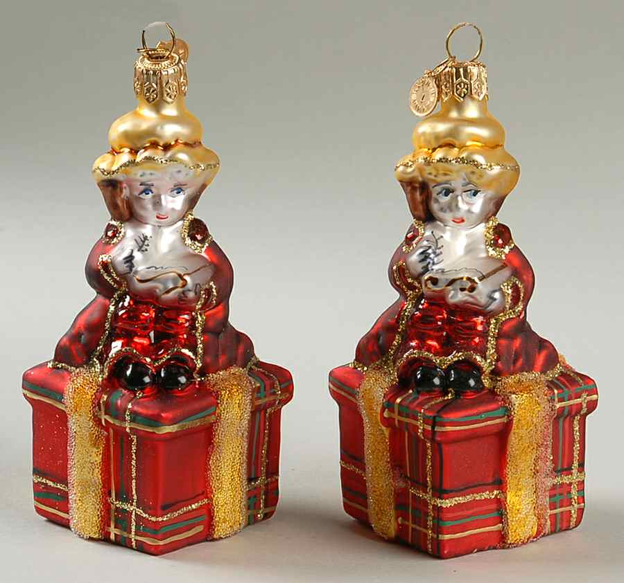 Blown Glass Ornaments Girl On Gift (Set Of 2) - Set Of 2 by Department 56-1