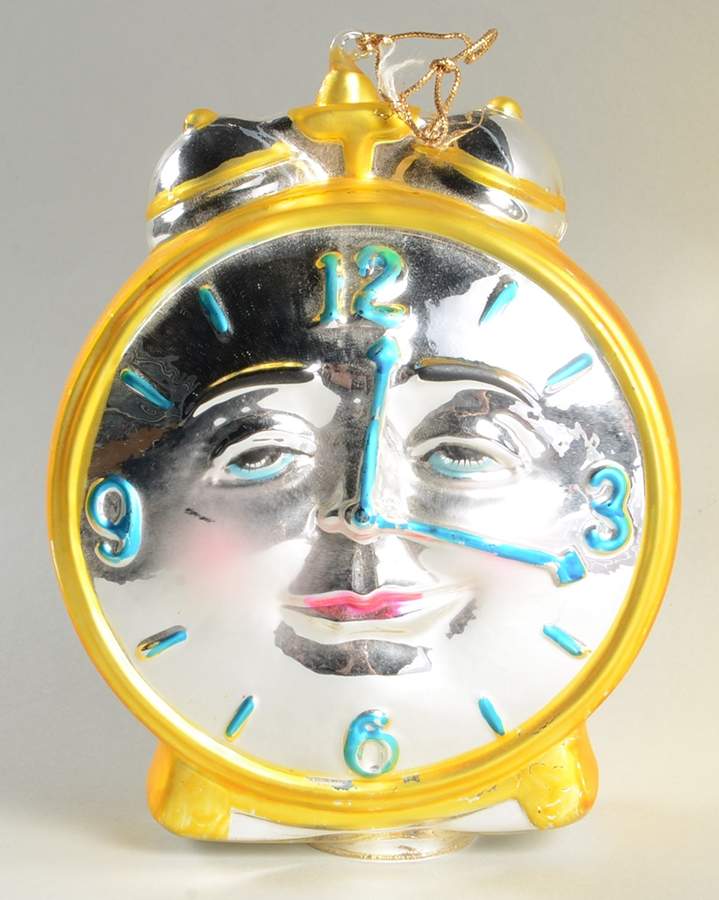 Blown Glass Ornaments Yellow Clock - Boxed by Department 56-1
