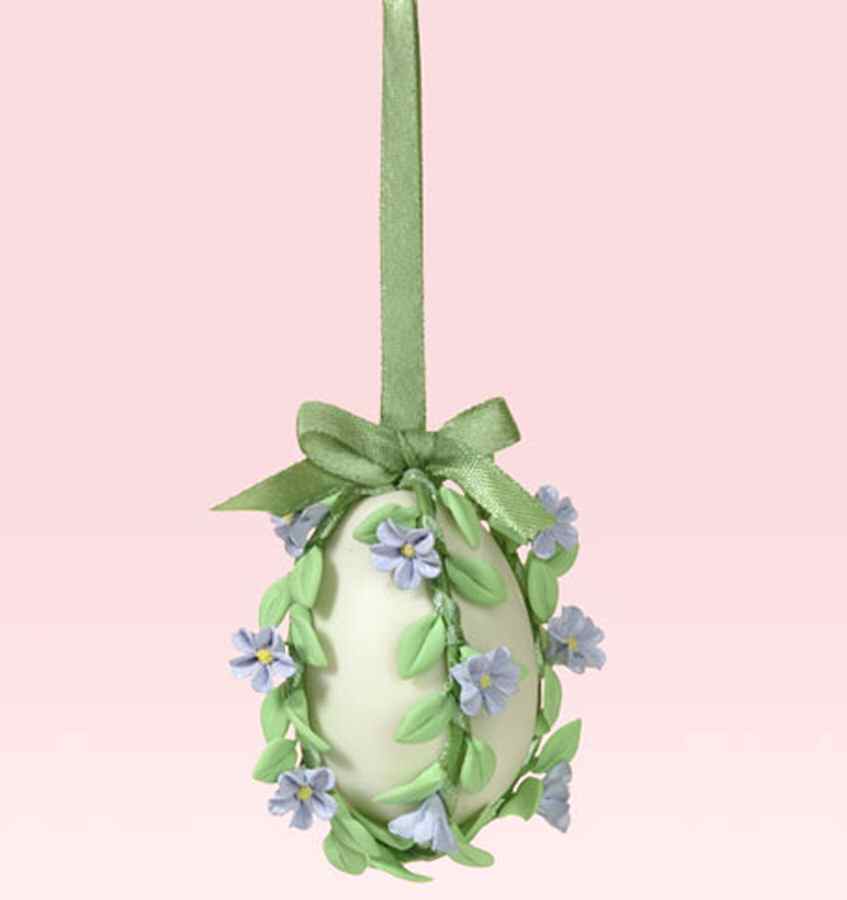 Snowbunnies Mini Ornament Tree Blossoms & Bows Bisque Egg - Boxed by Department 56-1