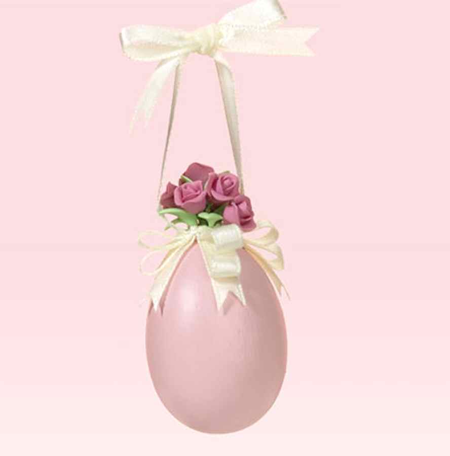 Snowbunnies Mini Ornament Tree Blossoms & Bows Pink Egg - Boxed by Department 56-1
