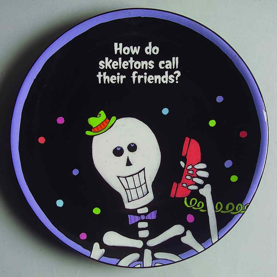 Glitterville Halloween Riddle Plate-Skeleton - No Box by Department 56-1