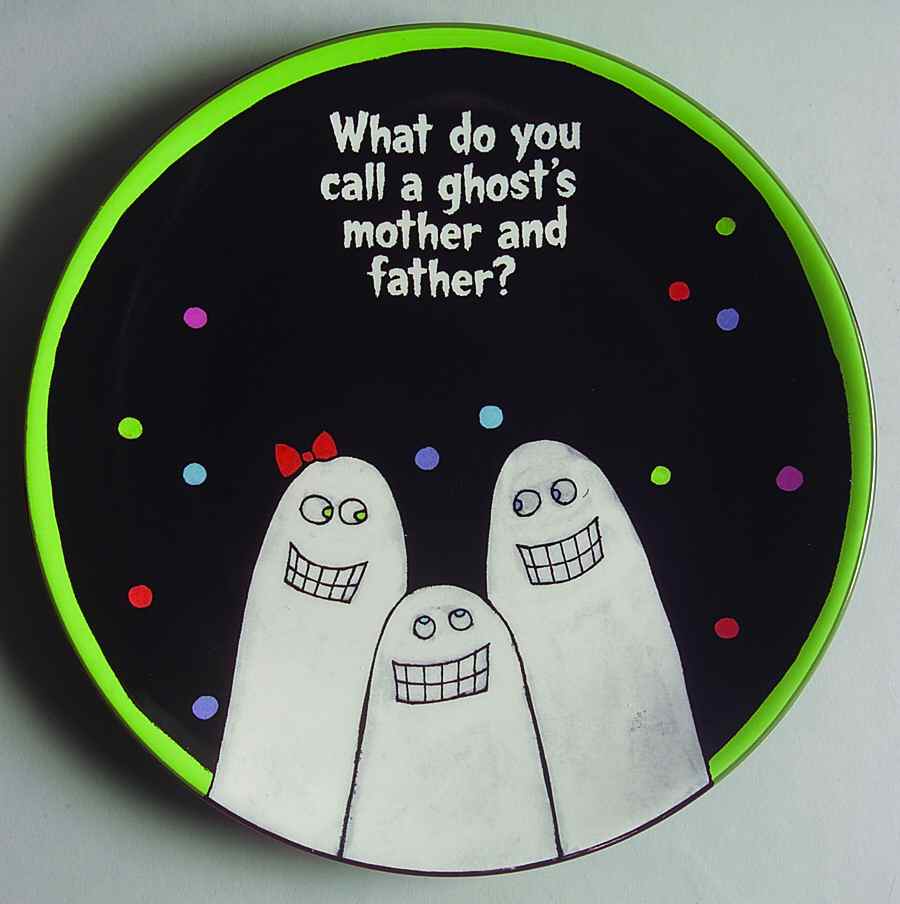 Glitterville Halloween Riddle Plate-Ghost - No Box by Department 56-1