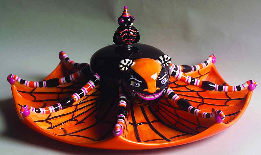 Glitterville Halloween Spider Go Round Chip & Dip Set - No Box by Department 56-1