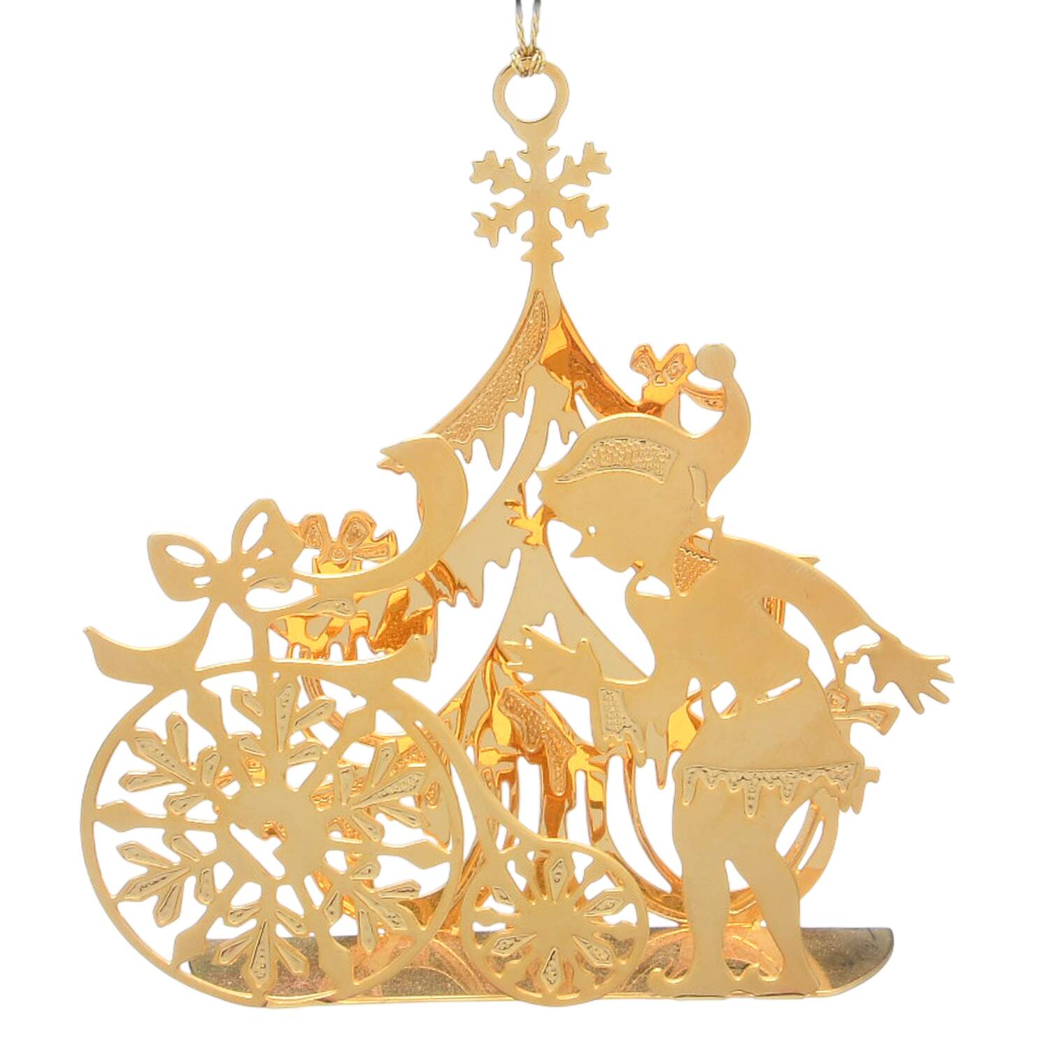 1987 Gold Christmas Ornament Collection Jack Frost - Boxed by Danbury Mint-1