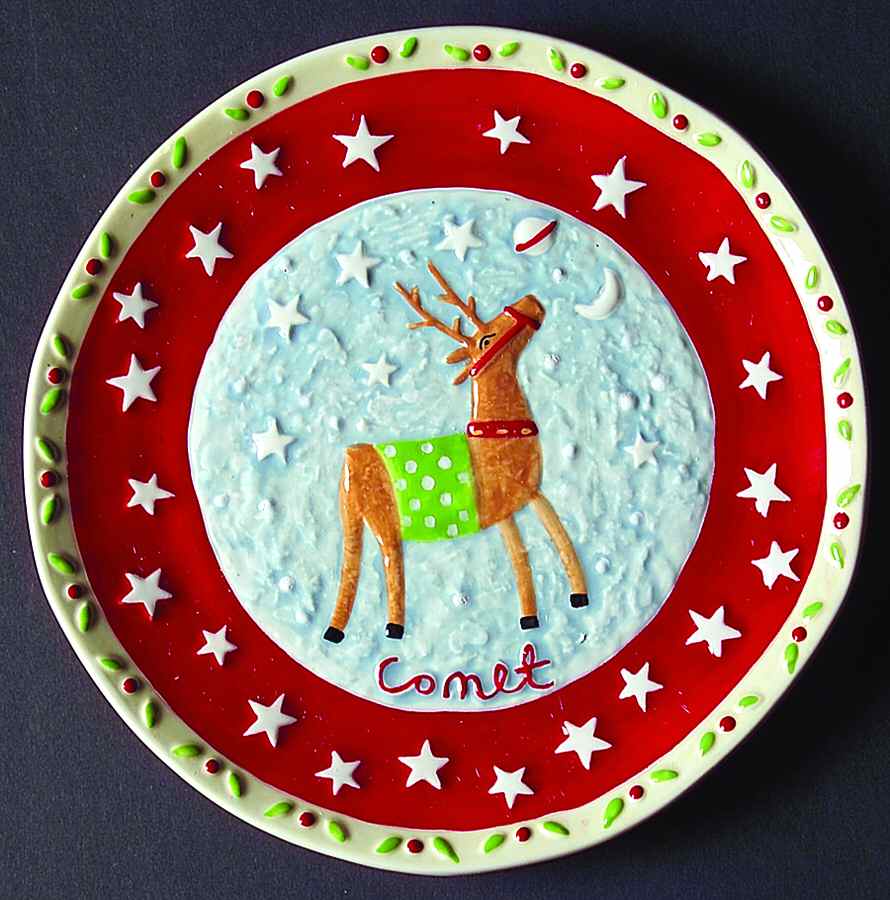 Santa & Reindeer Salad Plate by Department 56-1