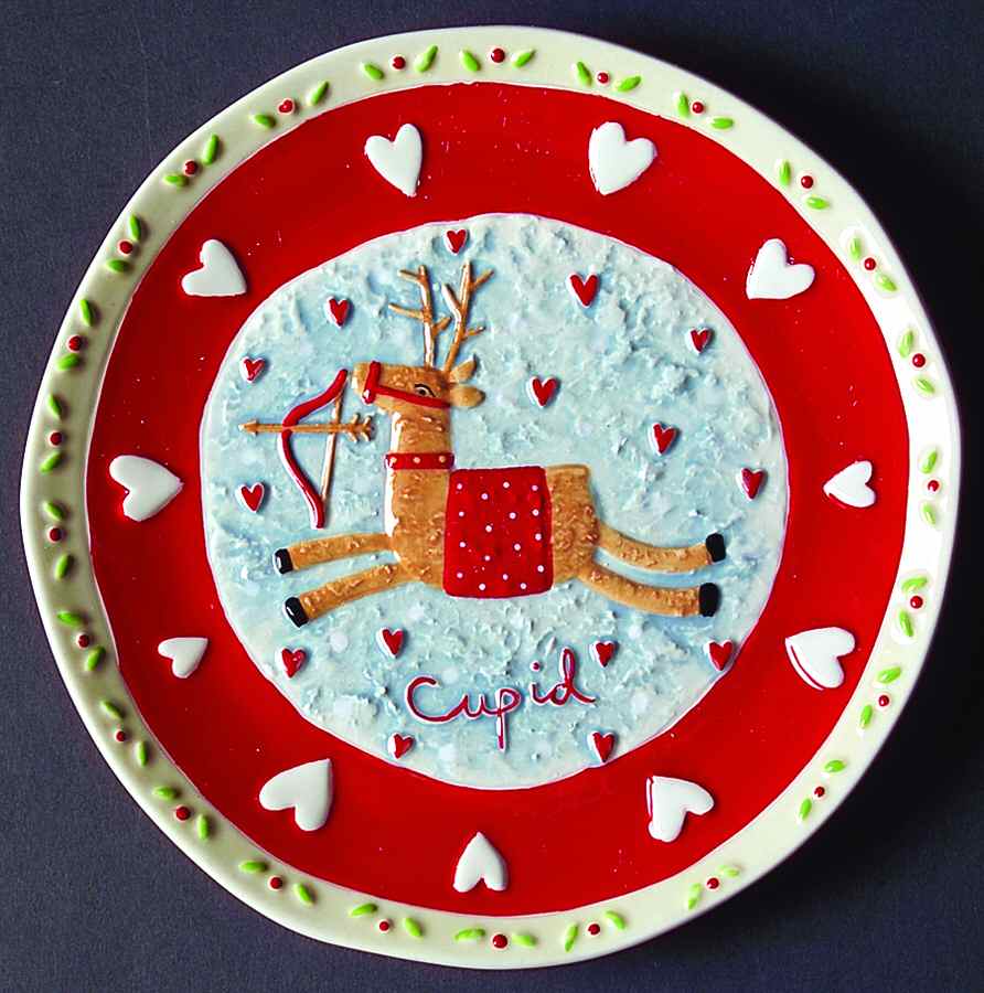 Santa & Reindeer Salad Plate by Department 56-1
