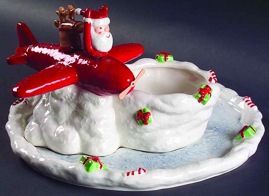 Santa & Reindeer (2 Piece) Chip & Dip Set by Department 56-1