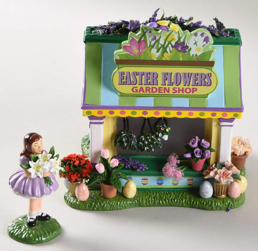 Snow Village Easter Easter Flowers Garden Shop-Set Of 2 - No Box by Department 56-1
