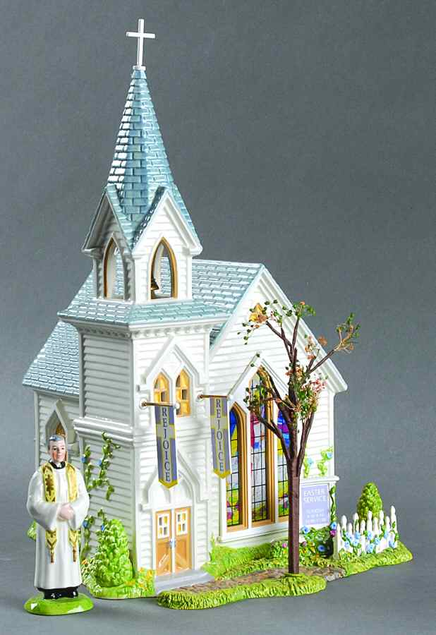 Snow Village Easter Happy Easter Church-Set Of 3 - No Box by Department 56-1