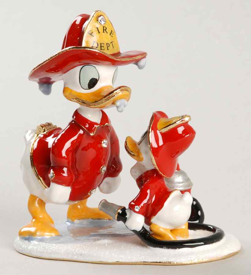 Disney Bejeweled Boxes Fireman Donald With Huey - No Box by Department 56-1