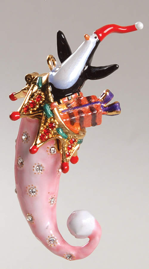 Christmas Bejeweled Boxes Penguin Stocking Ornament - No Box by Department 56-1