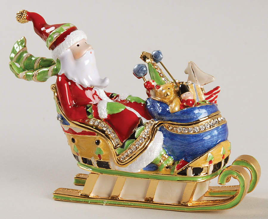 Christmas Bejeweled Boxes Lolly Santa In Sleigh - No Box by Department 56-1