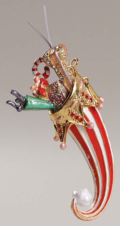 Christmas Bejeweled Boxes Red & White Stocking Ornament - Boxed by Department 56-1