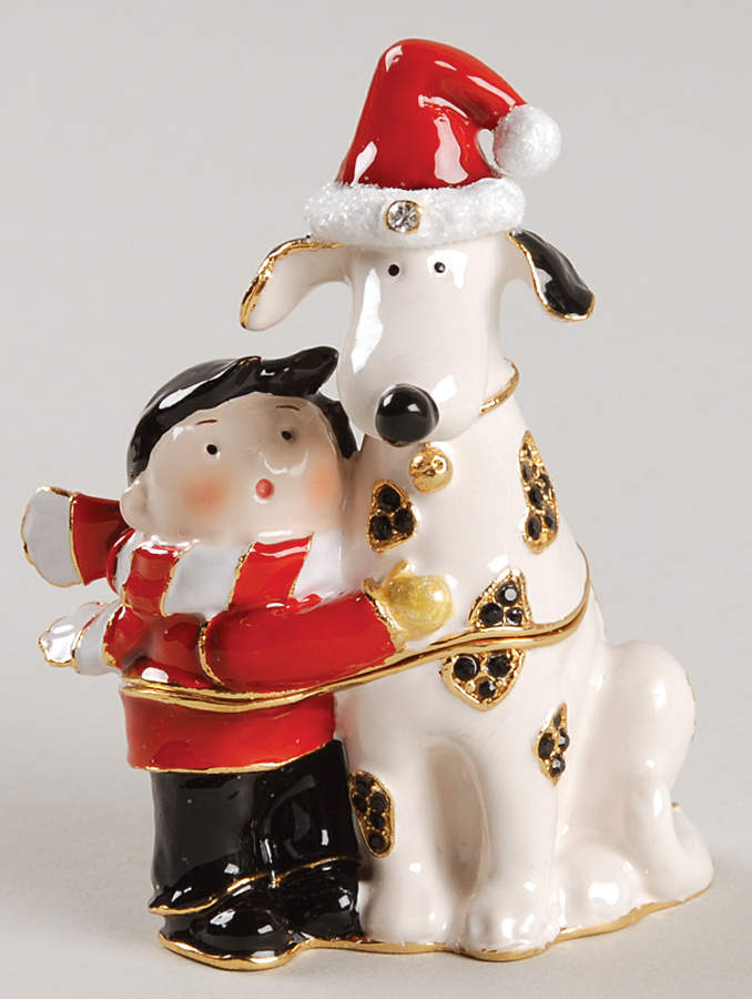 Christmas Bejeweled Boxes Dalmatian & Kid - With Box by Department 56-1