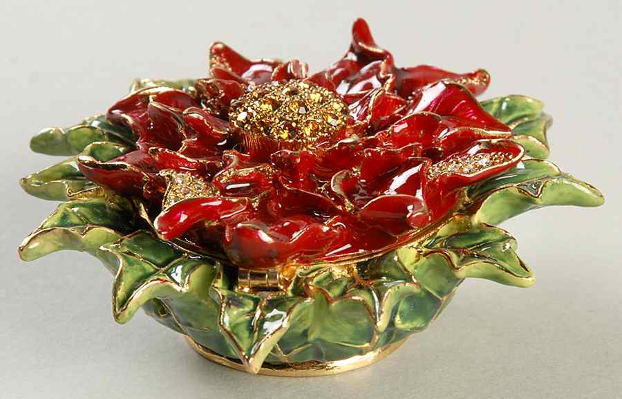 Christmas Bejeweled Boxes Poinsettia - With Box by Department 56-1