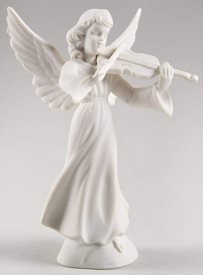 Angel Musicians Bisque Angel With Violin - No Box by Dresden (German)-1