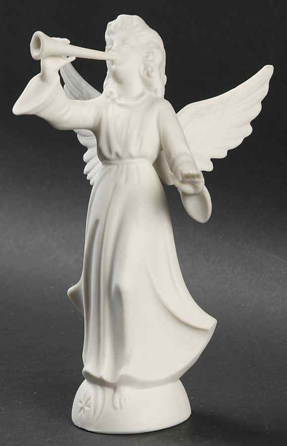 Angel Musicians Bisque Angel With Trumpet - No Box by Dresden (German)-1