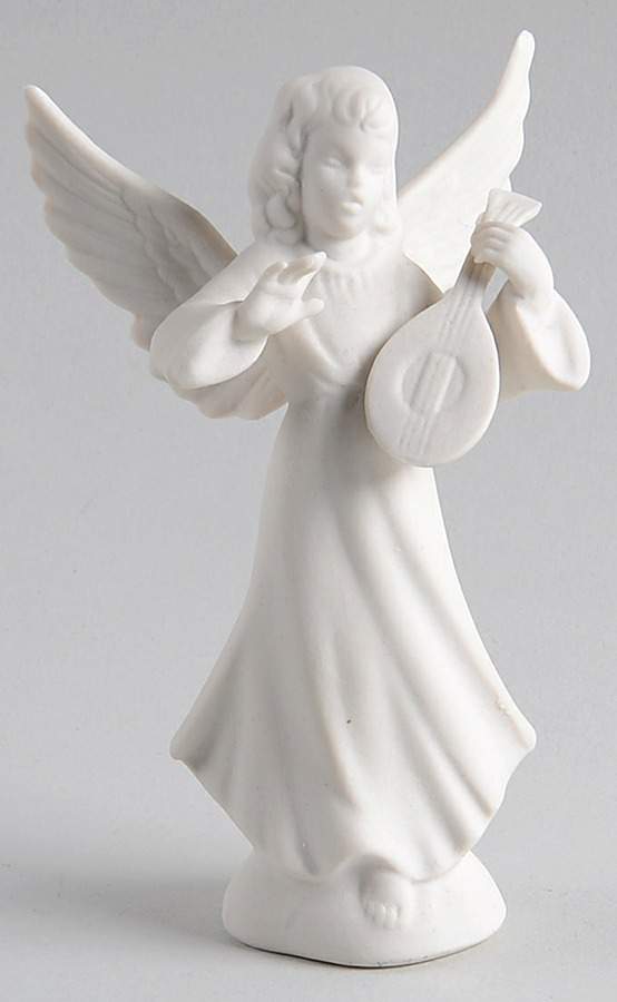 Angel Musicians Bisque Angel With Mandolin - No Box by Dresden (German)-1