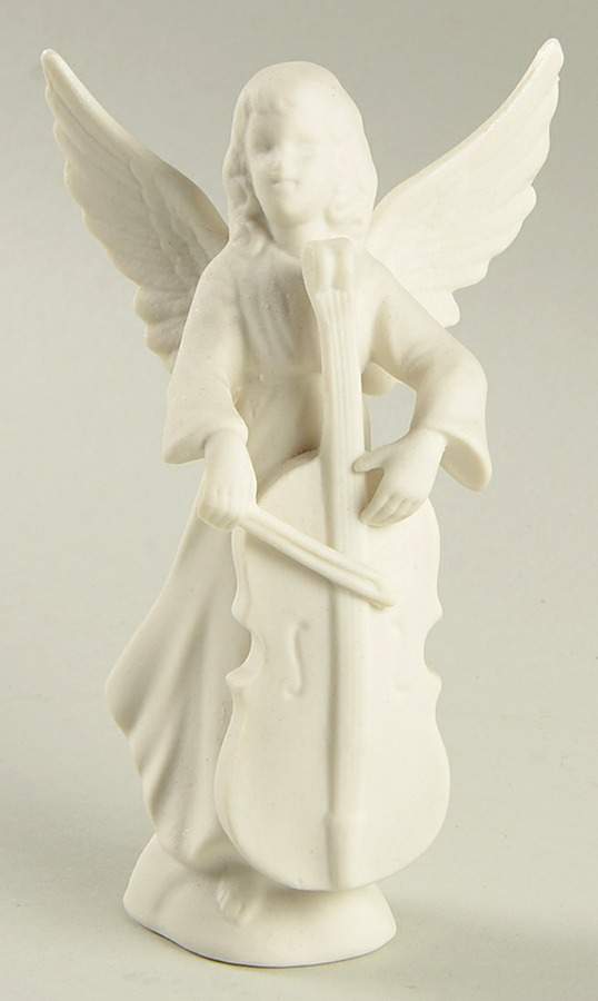 Angel Musicians Bisque Angel With Bass - No Box by Dresden (German)-1