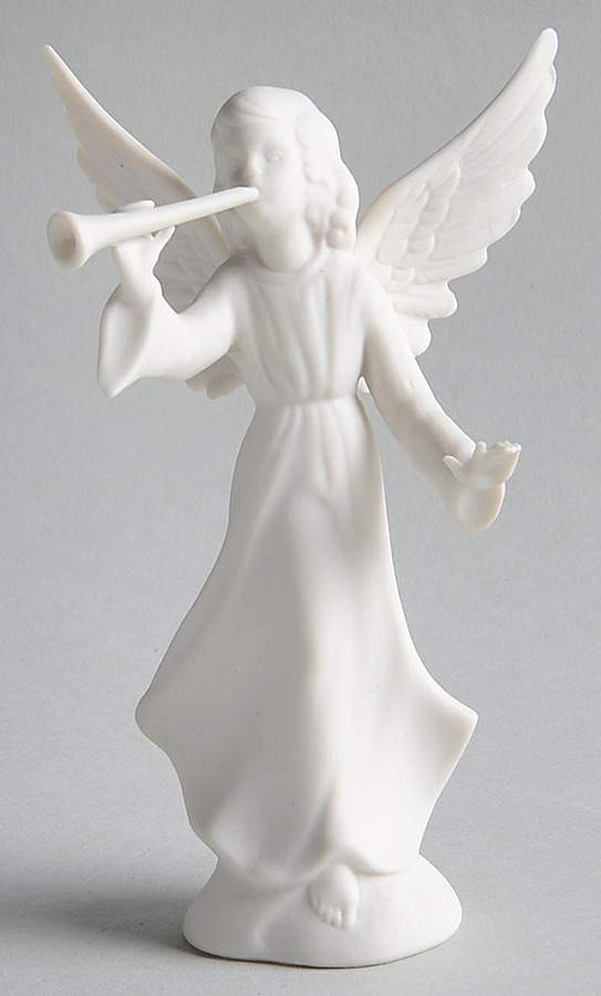 Angel Musicians Bisque Angel With Trumpet - No Box by Dresden (German)-1