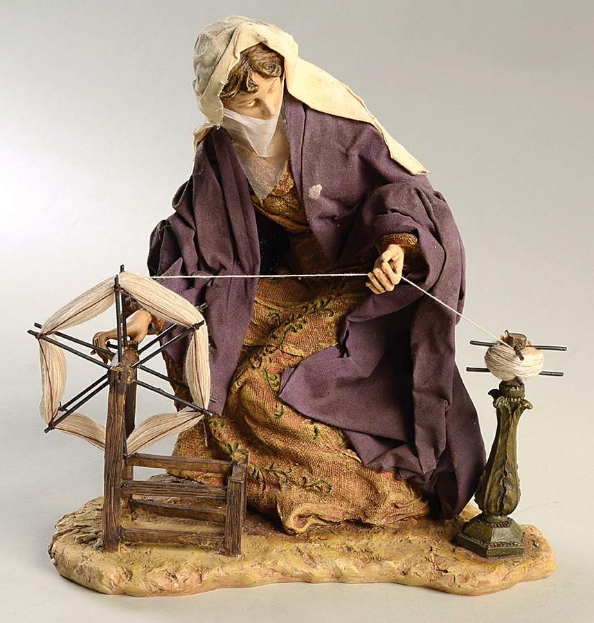 Neapolitan Nativity Spinner-Woman With Spinning Yarn - No Box by Department 56-1