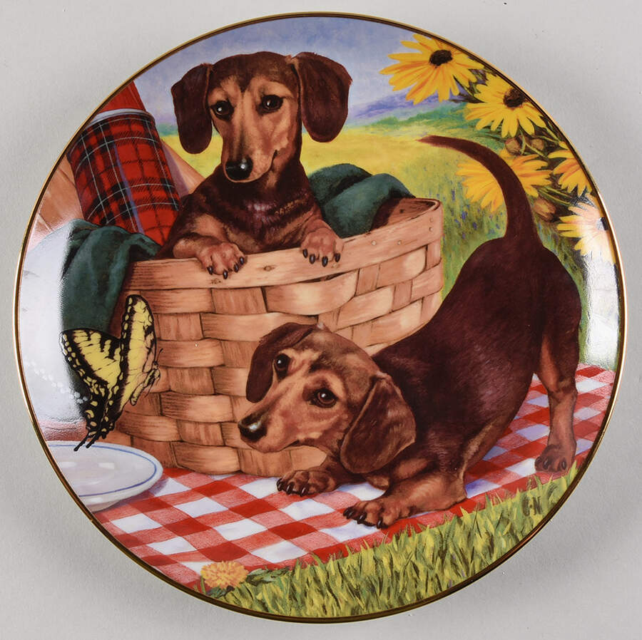 Dachshund Picnic Pals - No Box by Danbury Mint-1