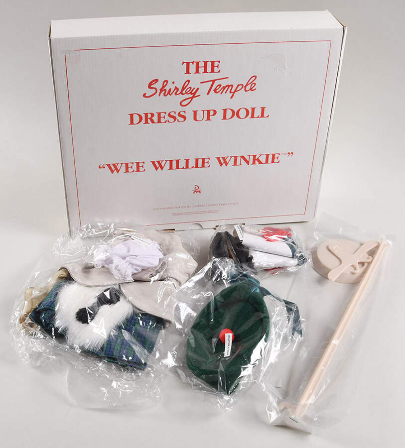 Shirley Temple Dress Up Doll Wee Willie Winkle-Tan/Blue,Fur - Boxed by Danbury Mint-1