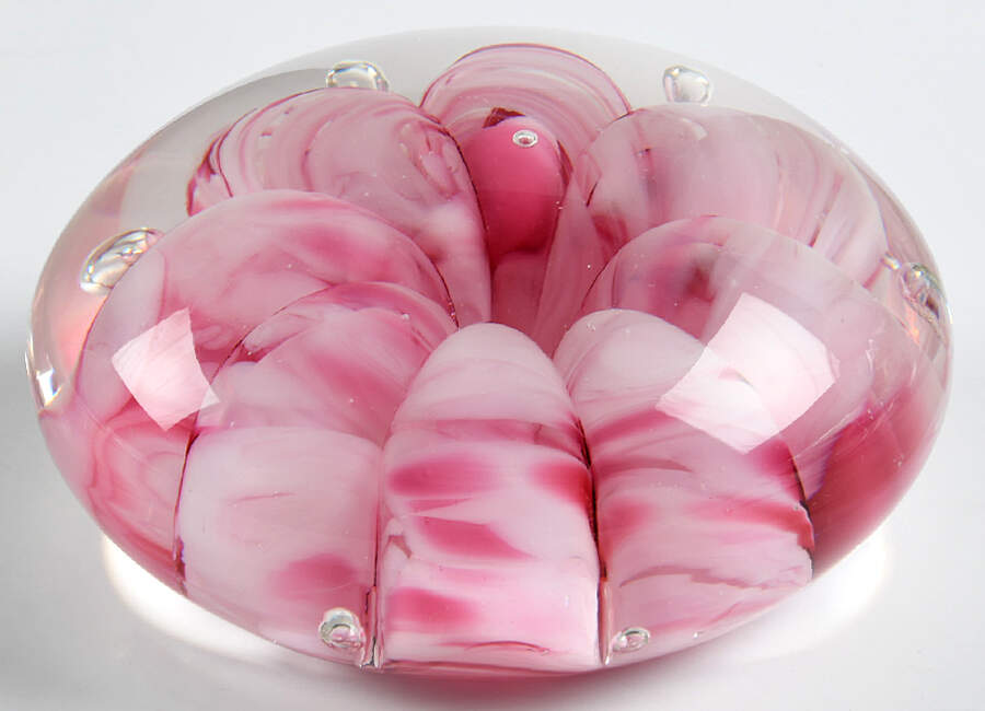 Monte Dunlavy Paperweights Pink And White - No Box by Monte Dunlavy-1