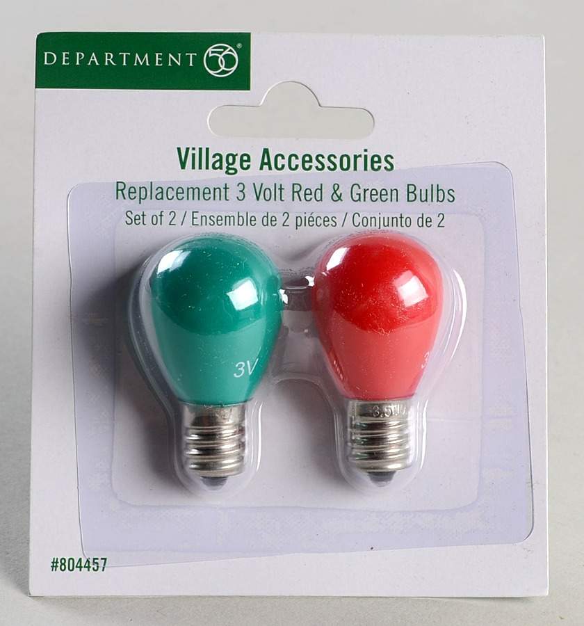 General Village Electrical Replacement 3 Volt Red & Green Bulbs - With Box Bx79a by Department 56-1