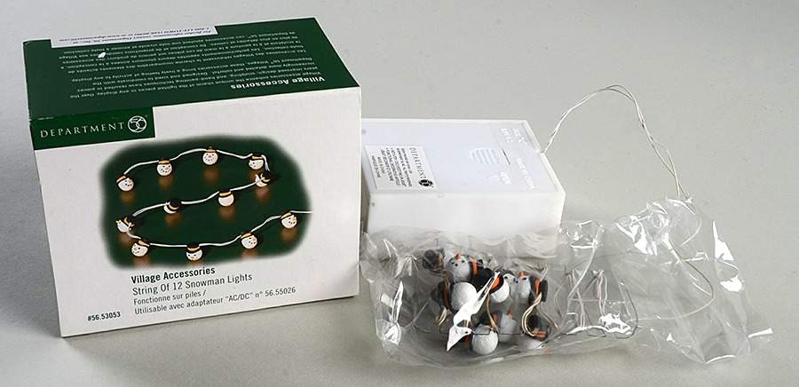 General Village Electrical String Of 12 Snowman Lights - Boxed by Department 56-1