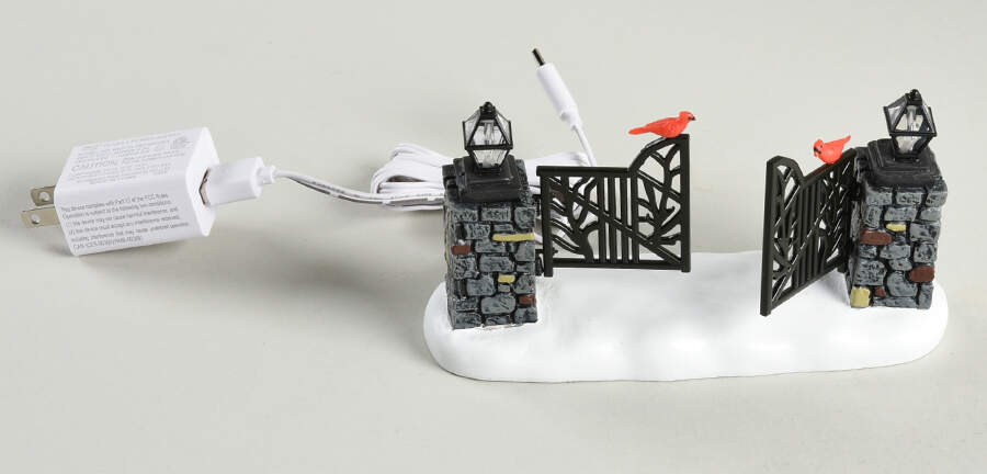 General Village Electrical Cardinal Christmas Gate Lit  - Boxed by Department 56-1