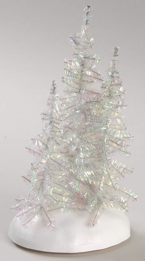 General Village Tree Accessories Lit Tinsel Trees - White - No Box by Department 56-1